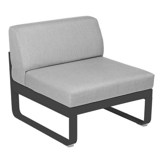 Fermob Bellevie 1-Seater Central Module – Anthracite frame with Flannel Grey fabric cushions