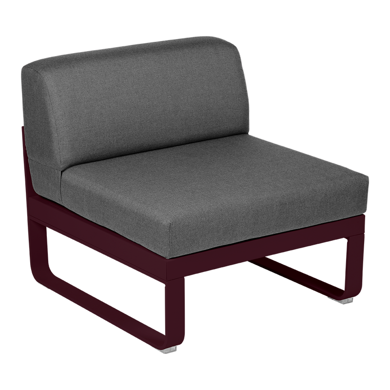 Load image into Gallery viewer, Fermob Bellevie 1-Seater Central Module – Black Cherry frame with Graphite Grey fabric cushions
