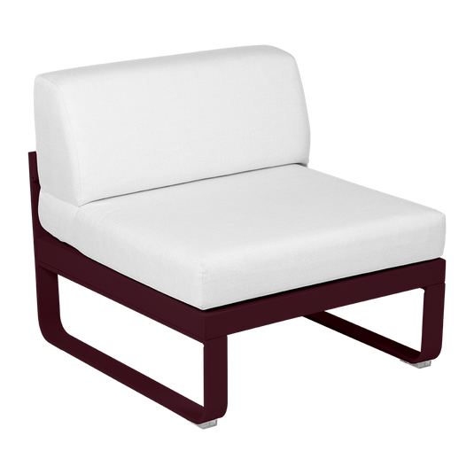 Fermob Bellevie 1-Seater Central Module – Black Cherry frame with Off-White fabric cushions