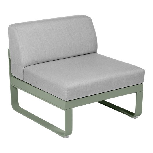 Fermob Bellevie 1-Seater Central Module – Cactus frame with Flannel Grey fabric cushions