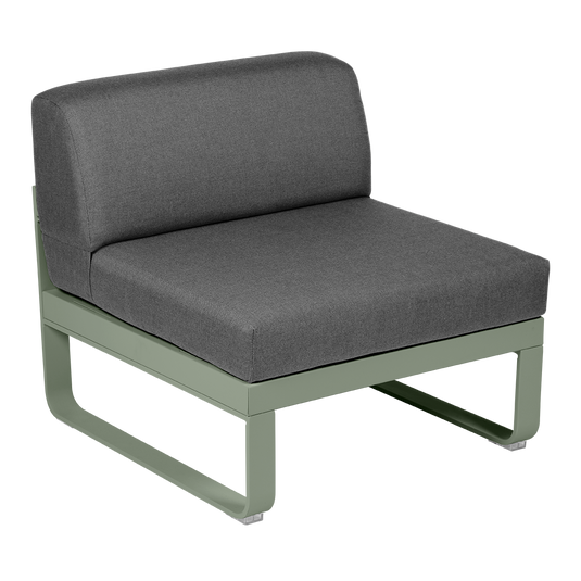 Fermob Bellevie 1-Seater Central Module – Cactus frame with Graphite Grey fabric cushions