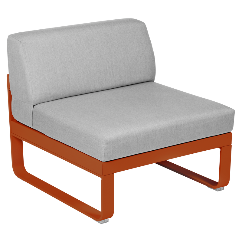 Load image into Gallery viewer, Fermob Bellevie 1-Seater Central Module – Candied Orange frame with Flannel Grey fabric cushions
