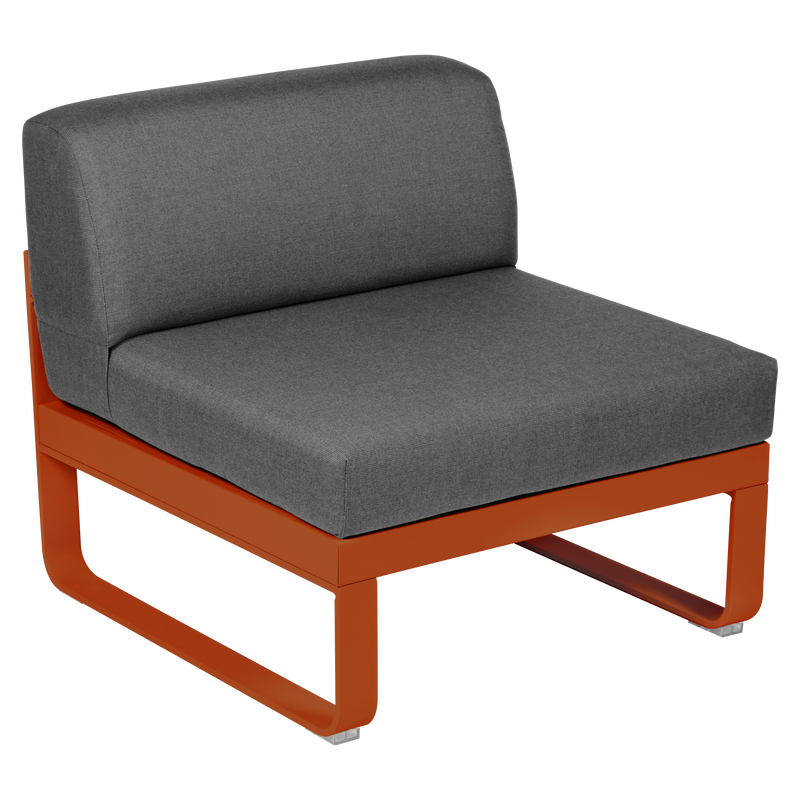 Load image into Gallery viewer, Fermob Bellevie 1-Seater Central Module – Candied Orange frame with Graphite Grey fabric cushions
