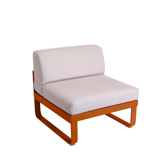 Fermob Bellevie 1-Seater Central Module – Candied Orange frame with Pearl fabric cushions