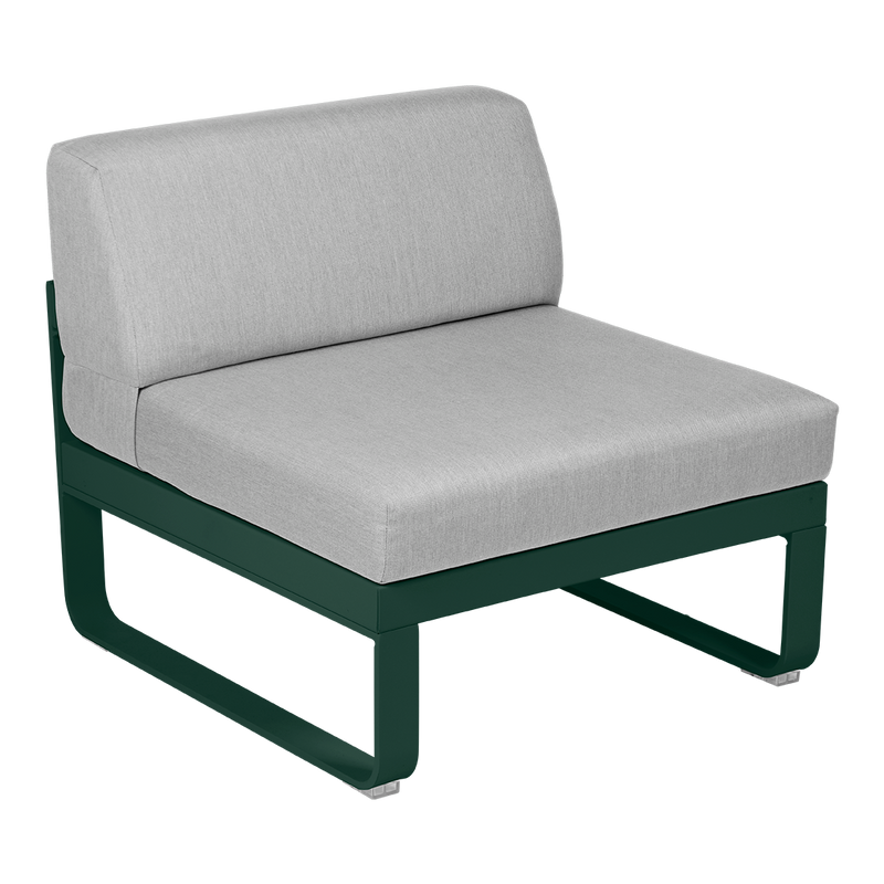 Load image into Gallery viewer, Fermob Bellevie 1-Seater Central Module – Cedar Green frame with Flannel Grey fabric cushions
