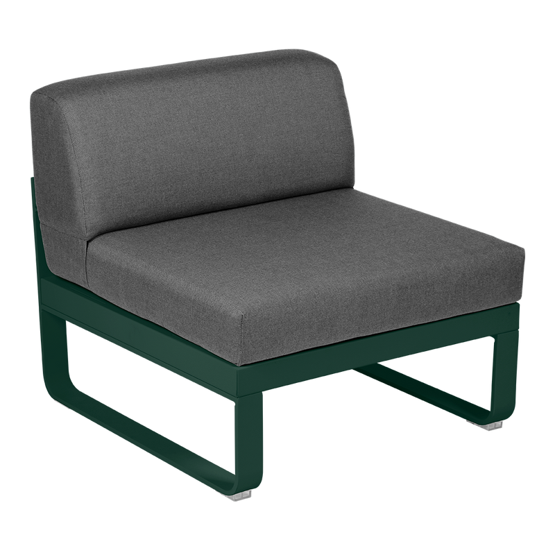 Load image into Gallery viewer, Fermob Bellevie 1-Seater Central Module – Cedar Green frame with Graphite Grey fabric cushions
