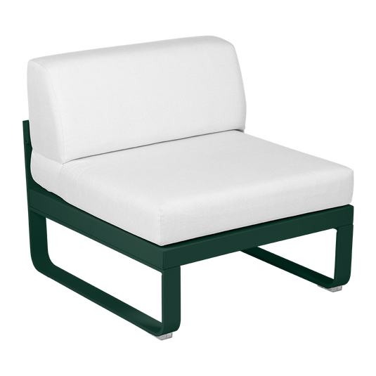 Fermob Bellevie 1-Seater Central Module – Cedar Green frame with Off-White fabric cushions