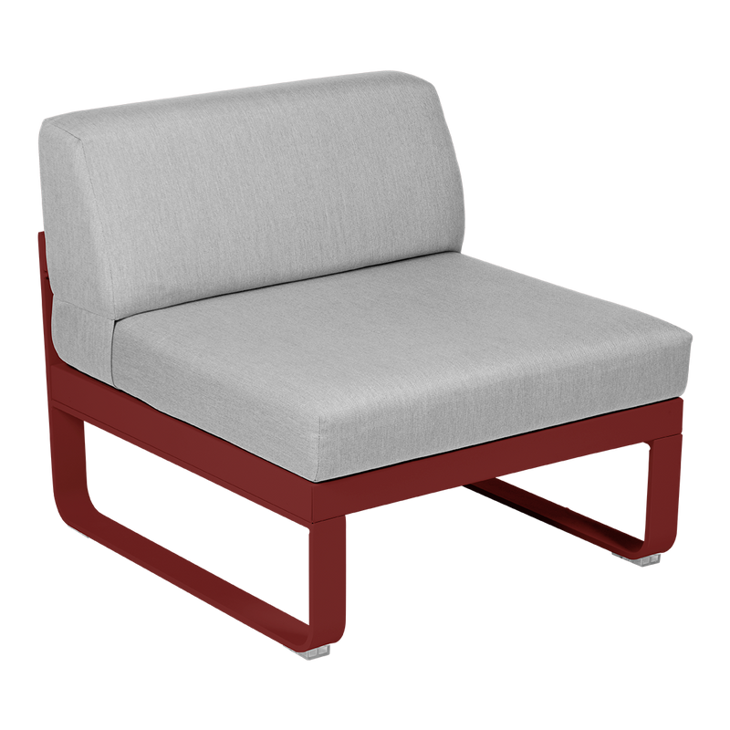 Load image into Gallery viewer, Fermob Bellevie 1-Seater Central Module – Chilli frame with Flannel Grey fabric cushions

