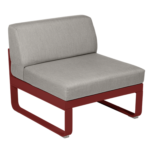 Fermob Bellevie 1-Seater Central Module – Chilli frame with Grey Taupe fabric cushions