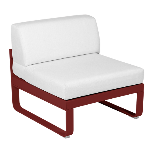 Fermob Bellevie 1-Seater Central Module – Chilli frame with Off-White fabric cushions