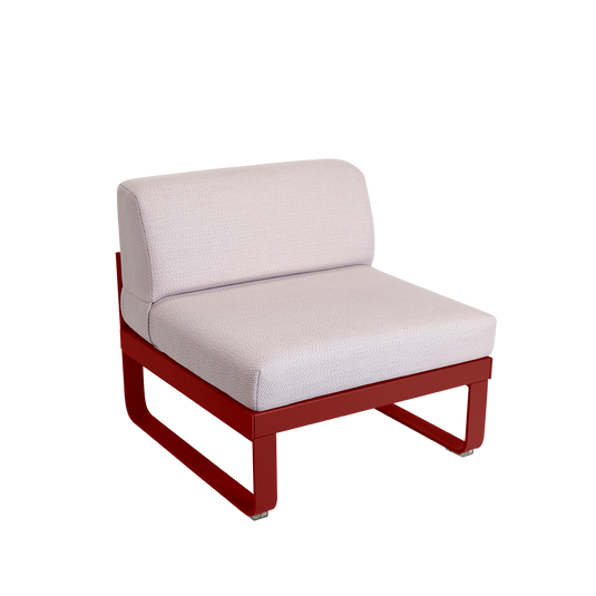 Fermob Bellevie 1-Seater Central Module – Chilli frame with Pearl fabric cushions