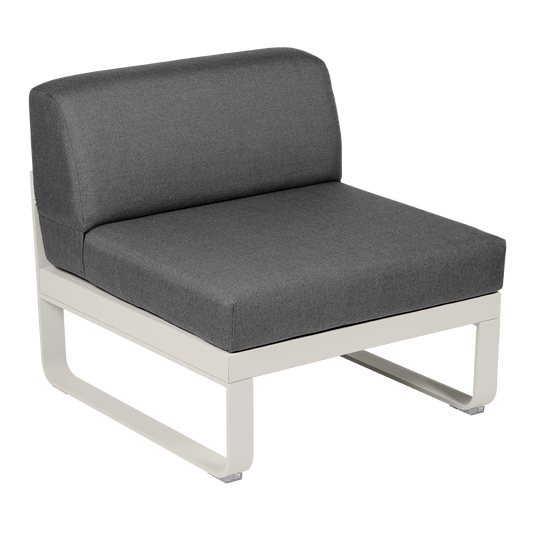 Fermob Bellevie 1-Seater Central Module – Clay Grey frame with Graphite Grey fabric cushions