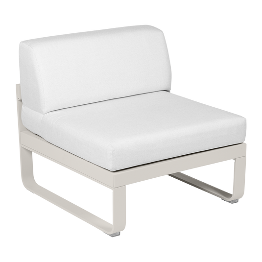 Fermob Bellevie 1-Seater Central Module – Clay Grey frame with Off-White fabric cushions