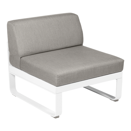 Fermob Bellevie 1-Seater Central Module – Cotton White frame with Grey Taupe fabric cushions