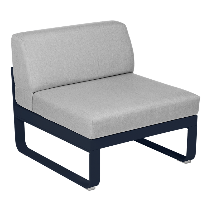 Load image into Gallery viewer, Fermob Bellevie 1-Seater Central Module – Deep Blue frame with Flannel Grey fabric cushions
