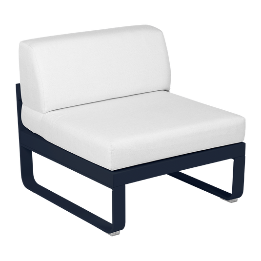 Fermob Bellevie 1-Seater Central Module – Deep Blue frame with Off-White fabric cushions
