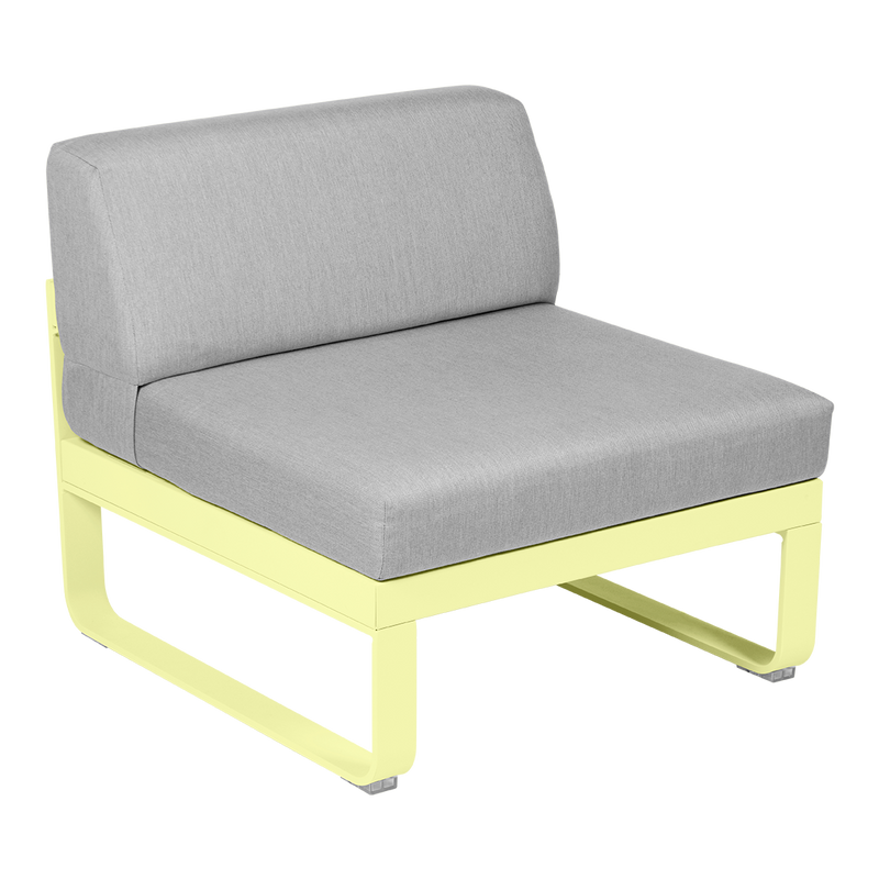 Load image into Gallery viewer, Fermob Bellevie 1-Seater Central Module – Frosted Lemon frame with Flannel Grey fabric cushions

