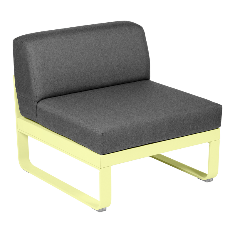 Load image into Gallery viewer, Fermob Bellevie 1-Seater Central Module – Frosted Lemon frame with Graphite Grey fabric cushions
