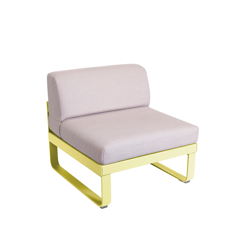 Load image into Gallery viewer, Fermob Bellevie 1-Seater Central Module – Frosted Lemon frame with Pearl fabric cushions
