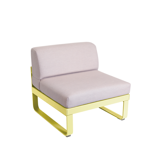 Fermob Bellevie 1-Seater Central Module – Frosted Lemon frame with Pearl fabric cushions