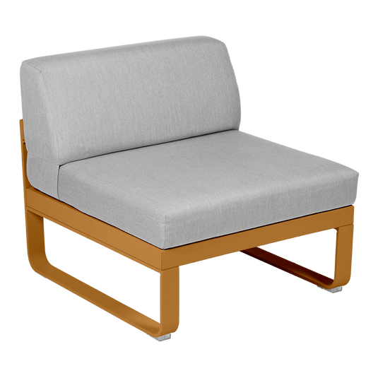 Fermob Bellevie 1-Seater Central Module – Gingerbread frame with Flannel Grey fabric cushions