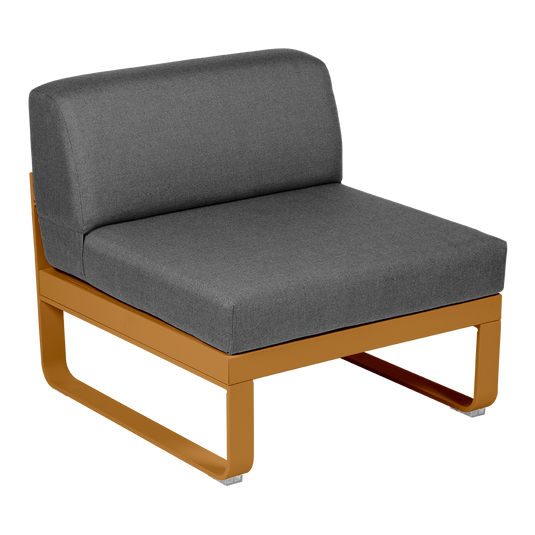 Fermob Bellevie 1-Seater Central Module – Gingerbread frame with Graphite Grey fabric cushions
