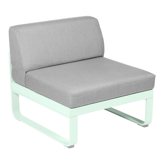 Fermob Bellevie 1-Seater Central Module – Ice Mint frame with Flannel Grey fabric cushions