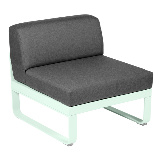 Fermob Bellevie 1-Seater Central Module – Ice Mint frame with Graphite Grey fabric cushions