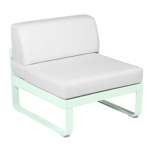 Fermob Bellevie 1-Seater Central Module – Ice Mint frame with Off-White fabric cushions