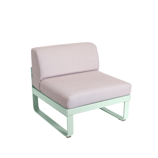 Fermob Bellevie 1-Seater Central Module – Ice Mint frame with Pearl fabric cushions