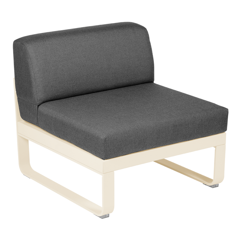 Load image into Gallery viewer, Fermob Bellevie 1-Seater Central Module – Latte Beige frame with Graphite Grey fabric cushions
