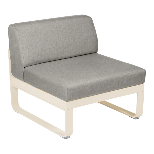 Fermob Bellevie 1-Seater Central Module – Latte Beige frame with Grey Taupe fabric cushions