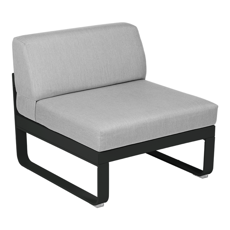 Load image into Gallery viewer, Fermob Bellevie 1-Seater Central Module – Liquorice frame with Flannel Grey fabric cushions
