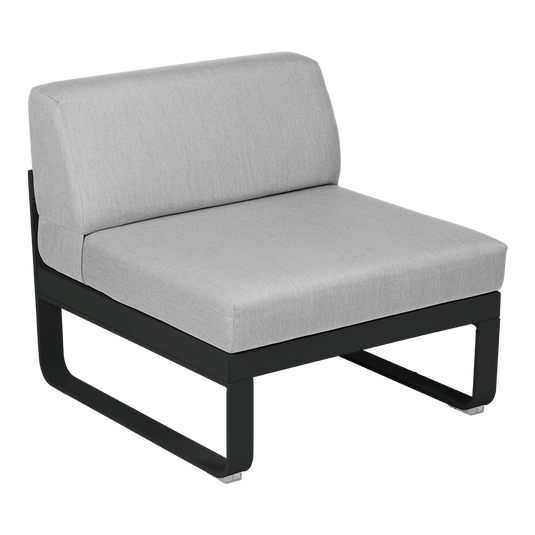 Fermob Bellevie 1-Seater Central Module – Liquorice frame with Flannel Grey fabric cushions