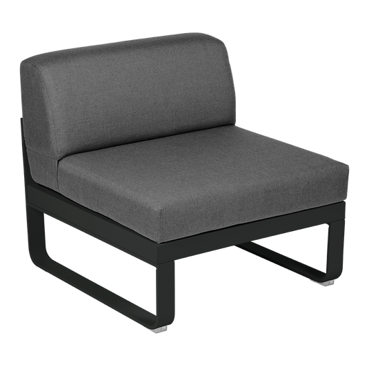 Fermob Bellevie 1-Seater Central Module – Liquorice frame with Graphite Grey fabric cushions