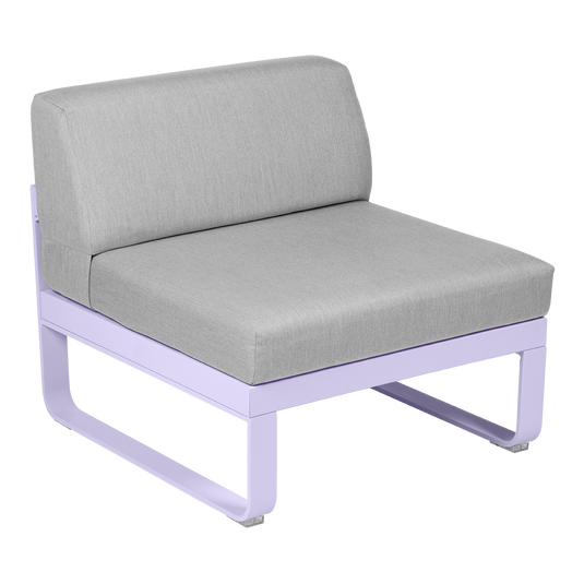 Fermob Bellevie 1-Seater Central Module – Marshmallow frame with Flannel Grey fabric cushions