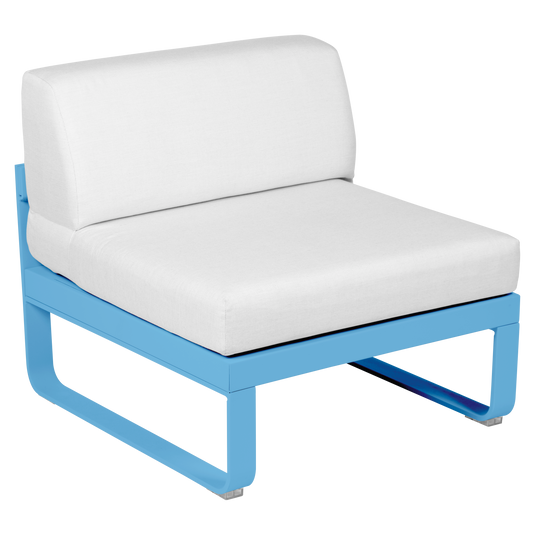 Fermob Bellevie 1-Seater Central Module – Maya Blue frame with Off-White fabric cushions