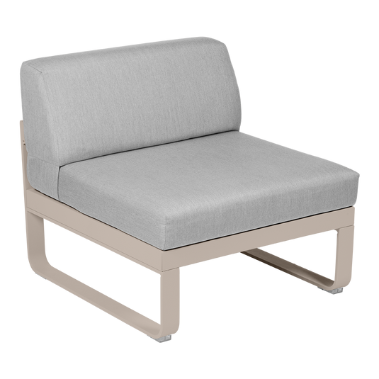 Fermob Bellevie 1-Seater Central Module – Nutmeg frame with Flannel Grey fabric cushions