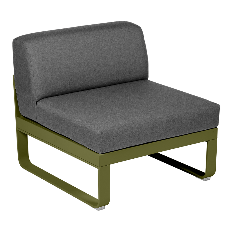 Load image into Gallery viewer, Fermob Bellevie 1-Seater Central Module – Pesto Green frame with Graphite Grey fabric cushions
