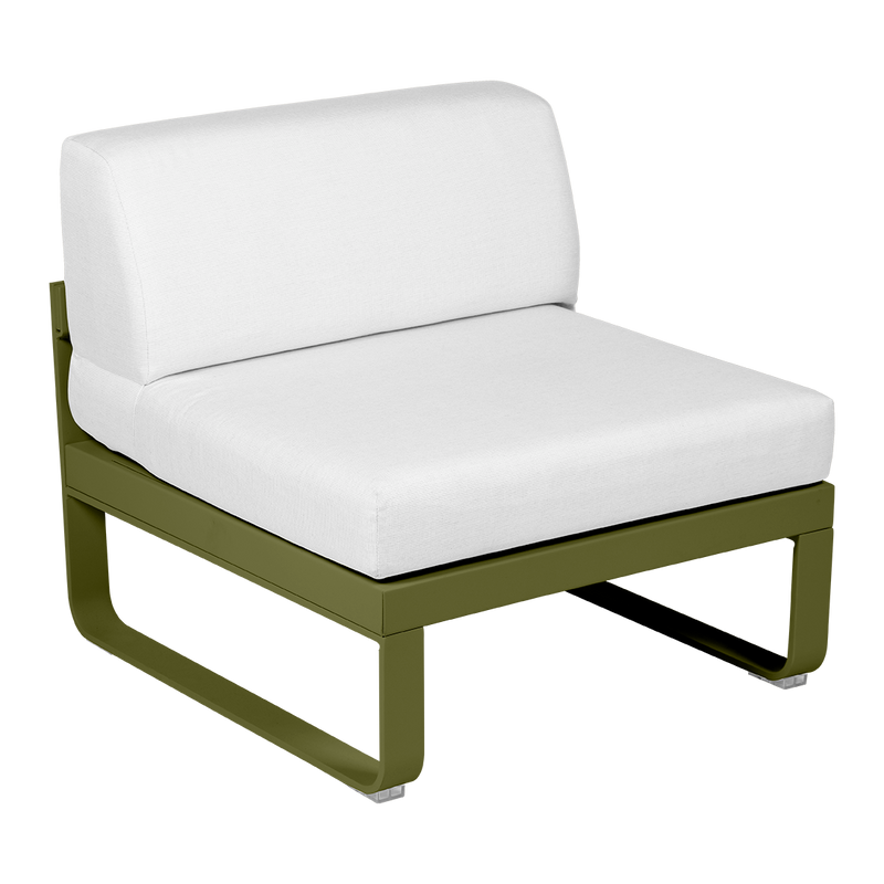 Load image into Gallery viewer, Fermob Bellevie 1-Seater Central Module – Pesto Green frame with Off-White fabric cushions
