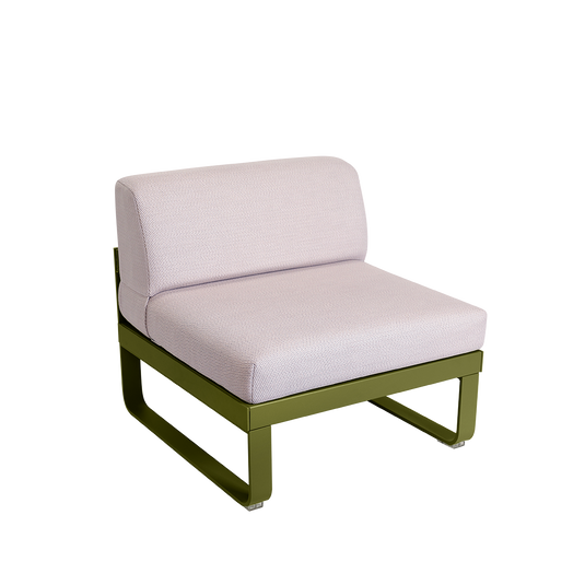 Fermob Bellevie 1-Seater Central Module – Pesto Green frame with Pearl fabric cushions