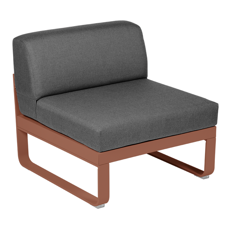Load image into Gallery viewer, Fermob Bellevie 1-Seater Central Module – Red Ochre frame with Graphite Grey fabric cushions
