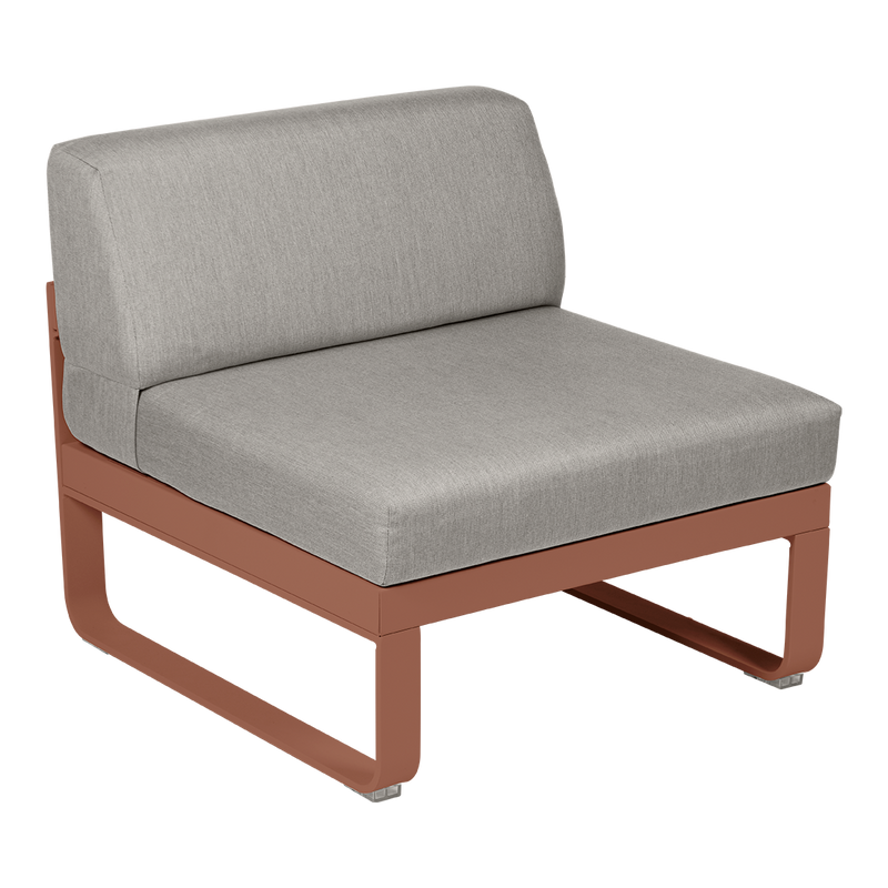 Load image into Gallery viewer, Fermob Bellevie 1-Seater Central Module – Red Ochre frame with Grey Taupe fabric cushions
