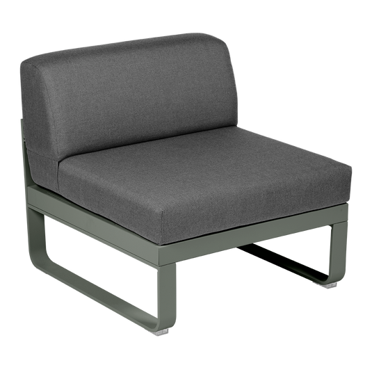 Fermob Bellevie 1-Seater Central Module – Rosemary frame with Graphite Grey fabric cushions