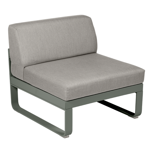 Fermob Bellevie 1-Seater Central Module – Rosemary frame with Grey Taupe fabric cushions