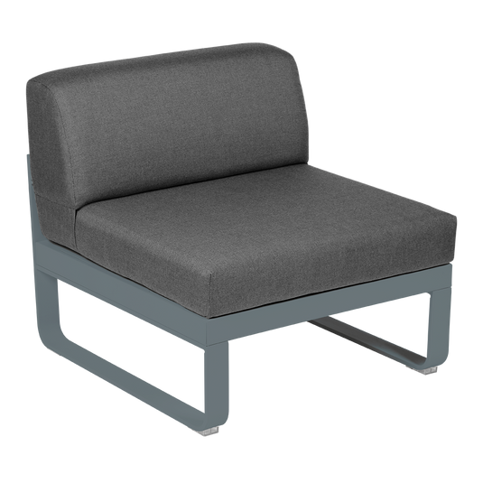 Fermob Bellevie 1-Seater Central Module – Storm Grey frame with Graphite Grey fabric cushions