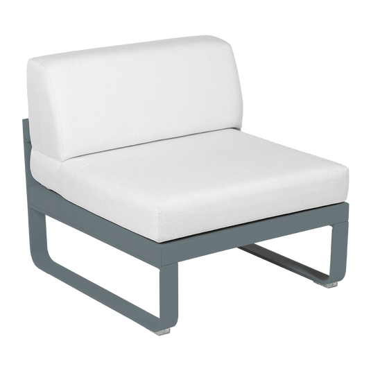 Fermob Bellevie 1-Seater Central Module – Storm Grey frame with Off-White fabric cushions