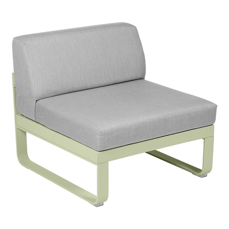 Load image into Gallery viewer, Fermob Bellevie 1-Seater Central Module – Willow Green frame with Flannel Grey fabric cushions
