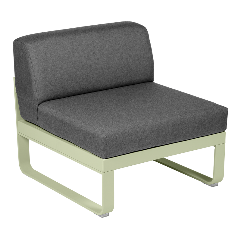 Load image into Gallery viewer, Fermob Bellevie 1-Seater Central Module – Willow Green frame with Graphite Grey fabric cushions
