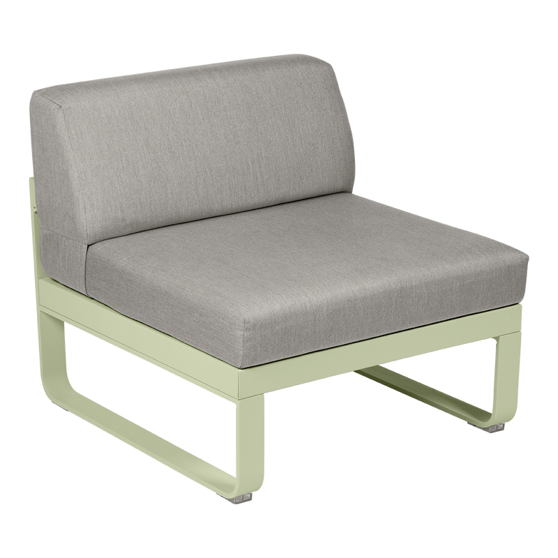 Load image into Gallery viewer, Fermob Bellevie 1-Seater Central Module – Willow Green frame with Grey Taupe fabric cushions
